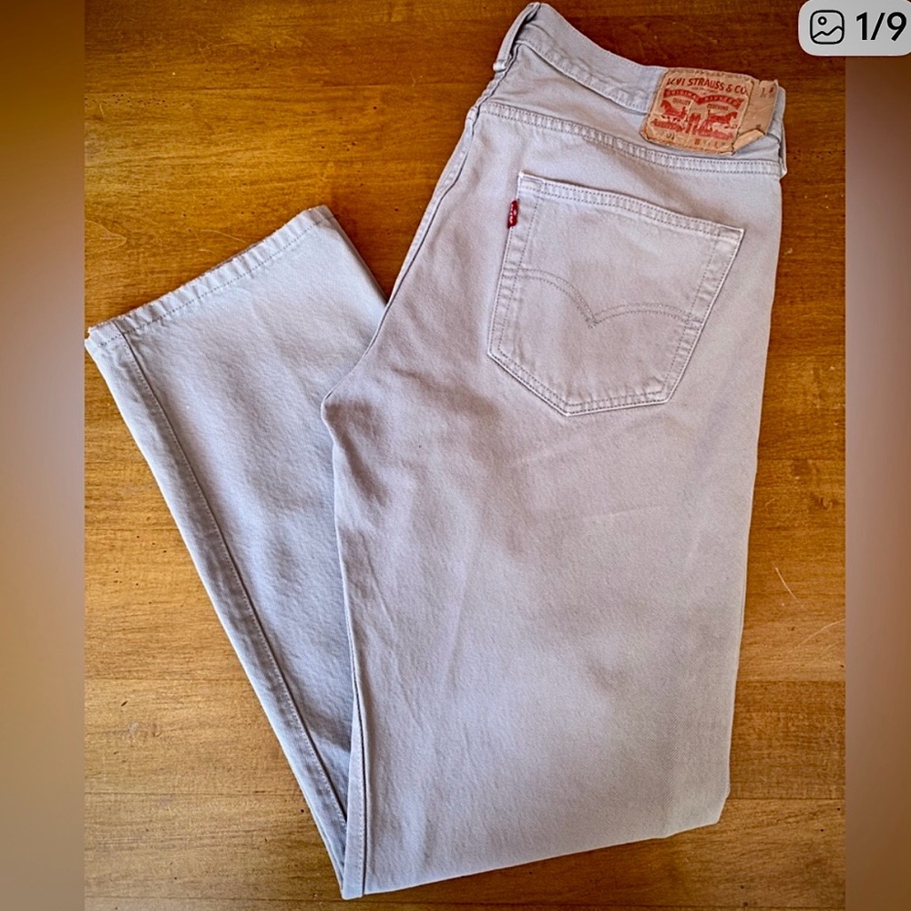 Levi’s 501 Button Fly Jeans Light Gray Vintage Wash W36 L32